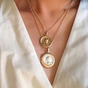 ¥ PENDANT VINTAGE DOUBLE CHAIN LAYERED NECKLACE